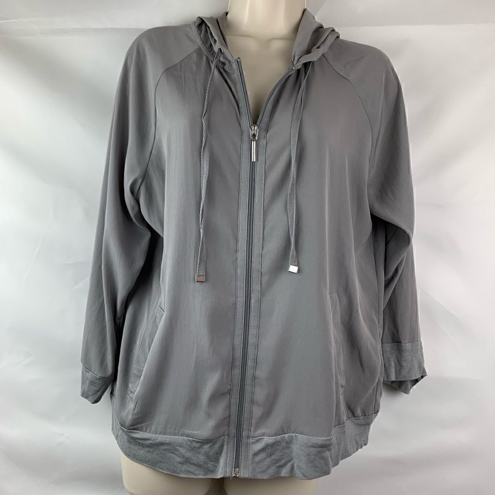 New York & Co grey hooded full zipper hooded top